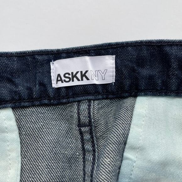ASKK NY Denim Trouser Wide Leg Indigo Linen Cotton Blue Size 34 NEW - Picture 9 of 11